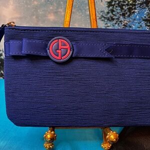 Giorgio Armani Navy Textured Clutch / Travel Bag NWOT